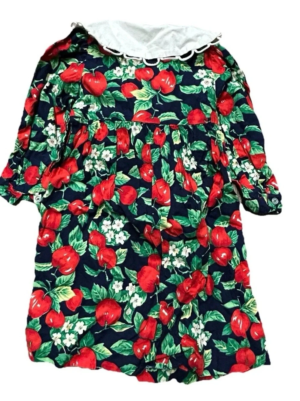 Vintage Toddler Girl Plum Pudding Ltd. Long Sleeve Dress Apples Size 3T